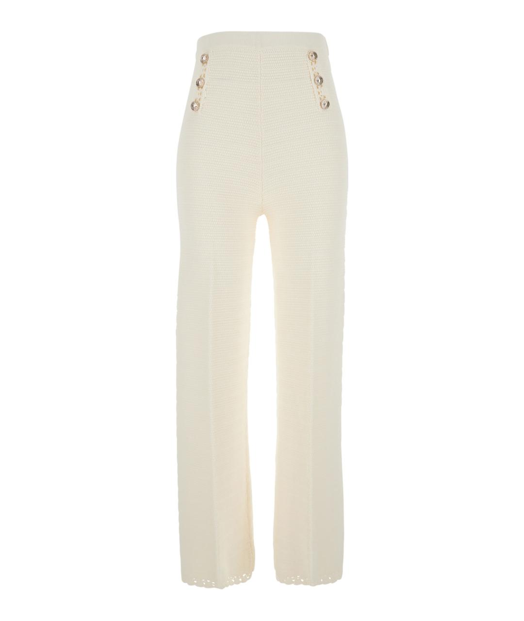 TWIN-SET Белые вискозные прямые брюки, фото 1