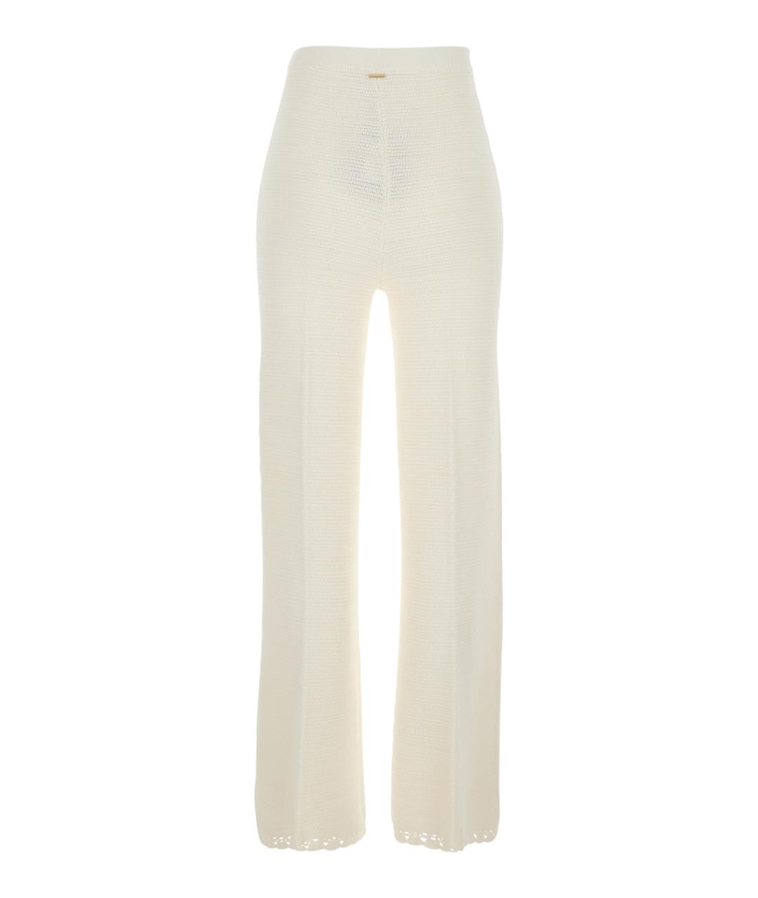 TWIN-SET Белые вискозные прямые брюки, фото 2