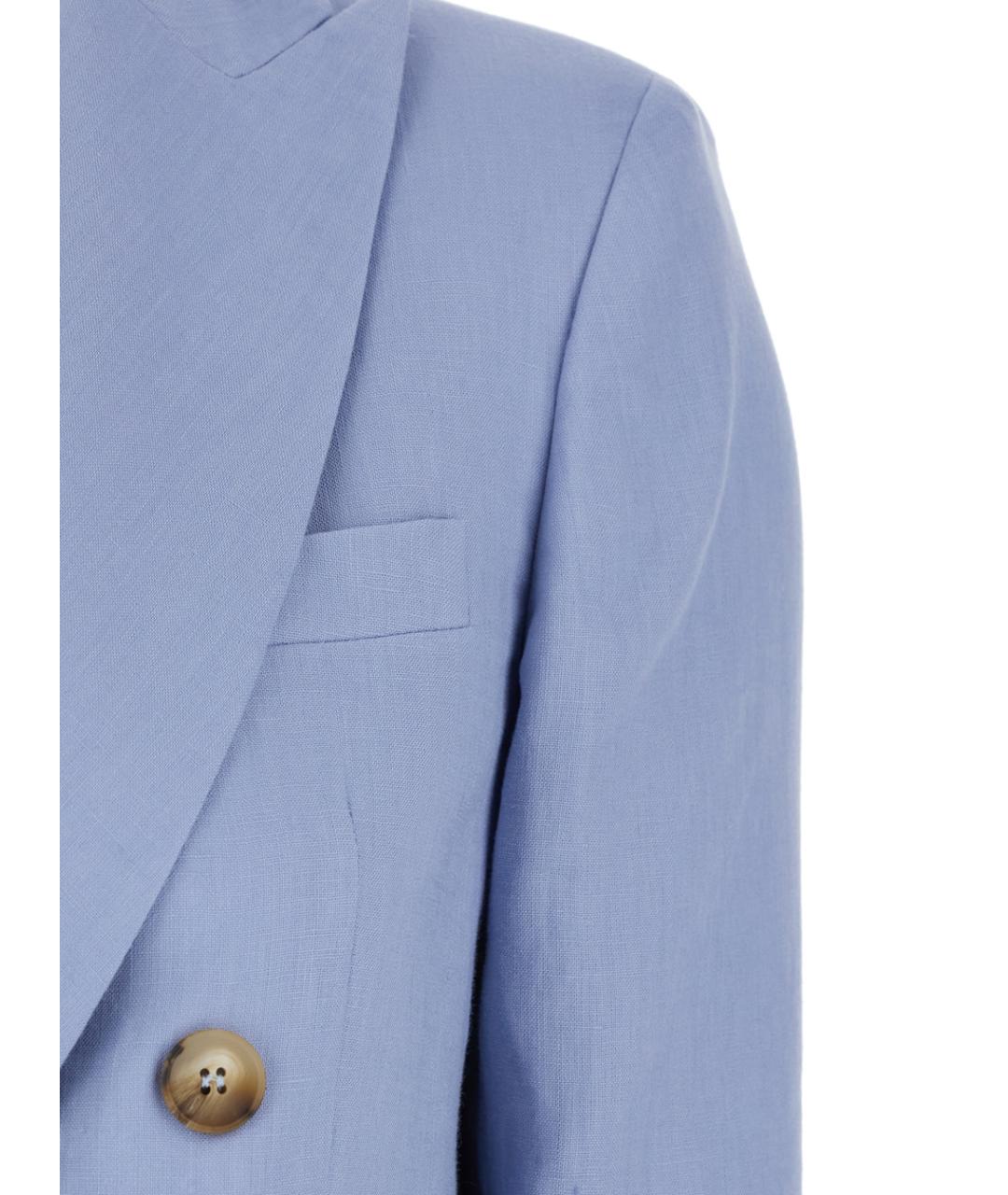 PLAIN Голубой льняной жакет/пиджак, фото 3
