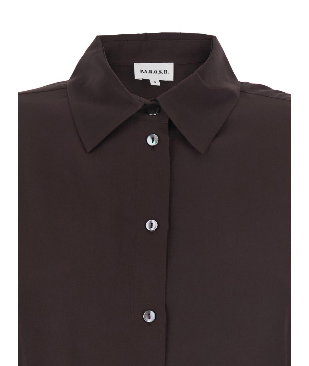 P.A.R.O.S.H. Коричневая шелковая рубашка, фото 3