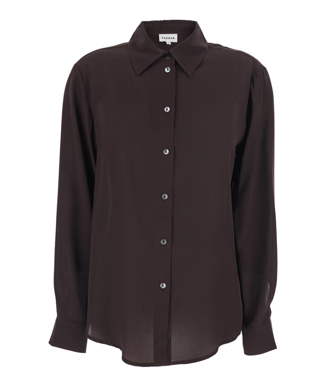 P.A.R.O.S.H. Коричневая шелковая рубашка, фото 1