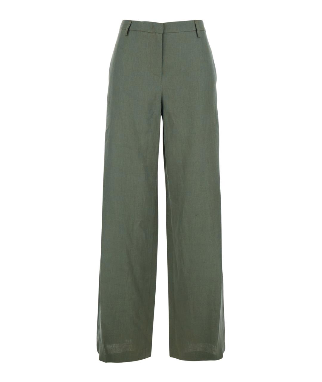 PLAIN Зеленые льняные прямые брюки, фото 1