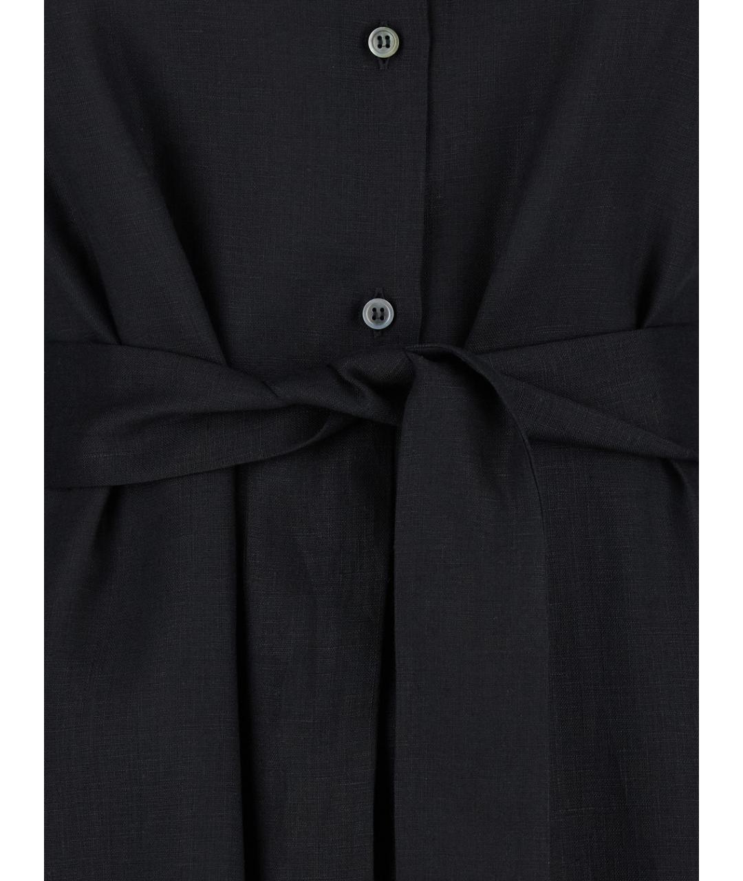 PLAIN Черное льняное повседневное платье, фото 3