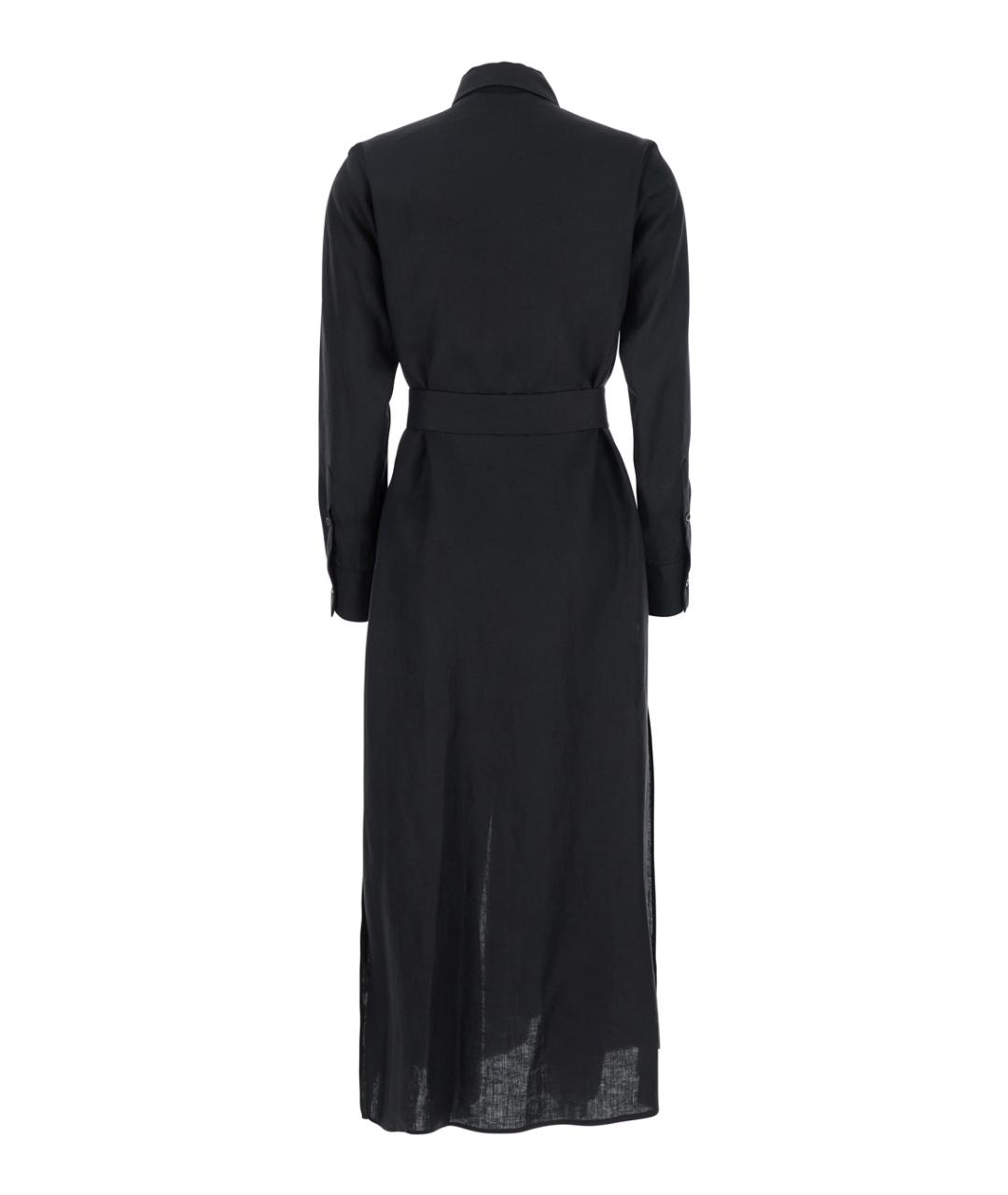 PLAIN Черное льняное повседневное платье, фото 2