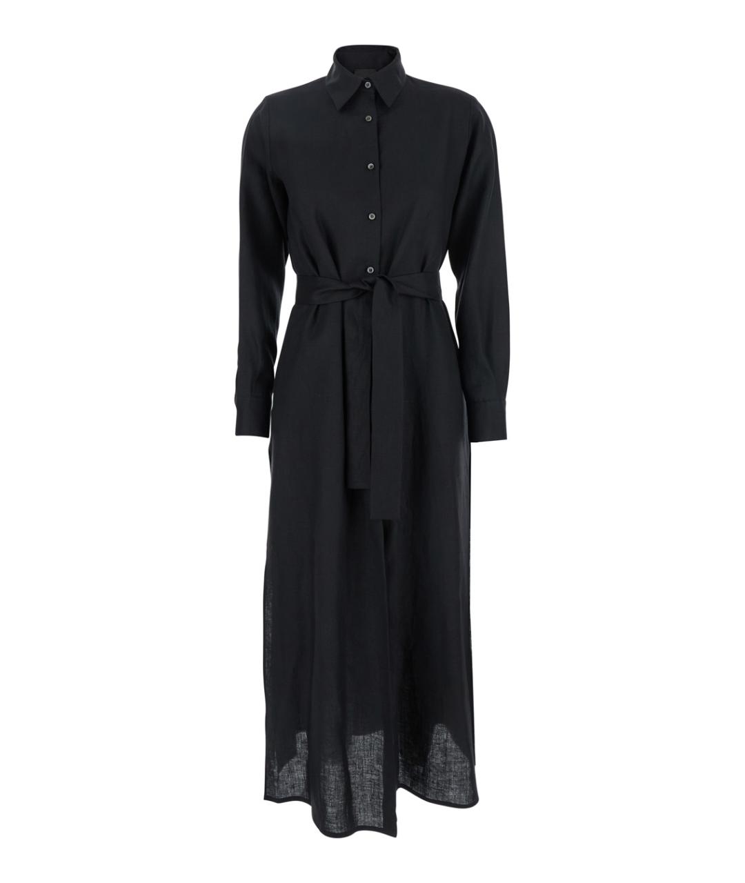 PLAIN Черное льняное повседневное платье, фото 1