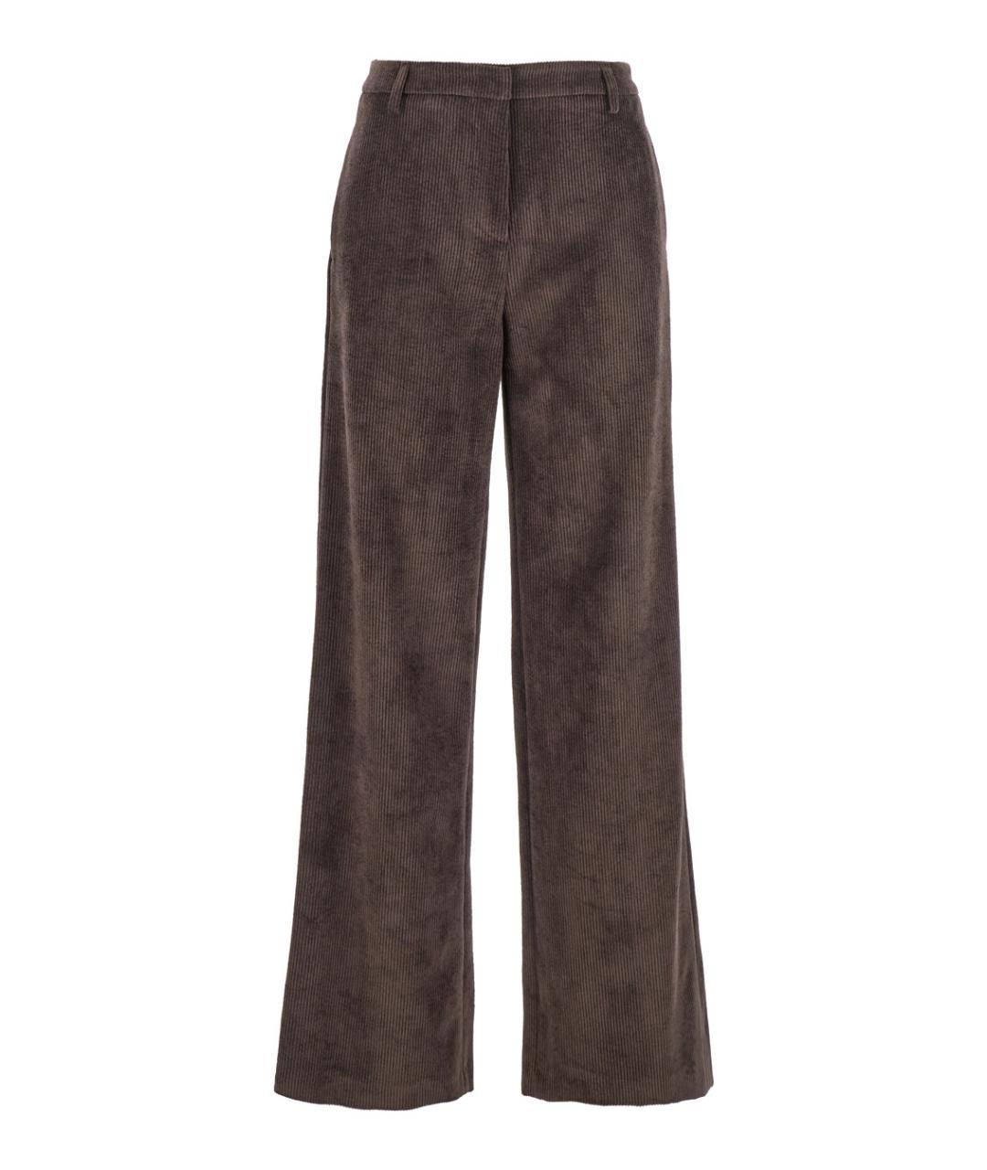 PLAIN Коричневые полиэстеровые прямые брюки, фото 1