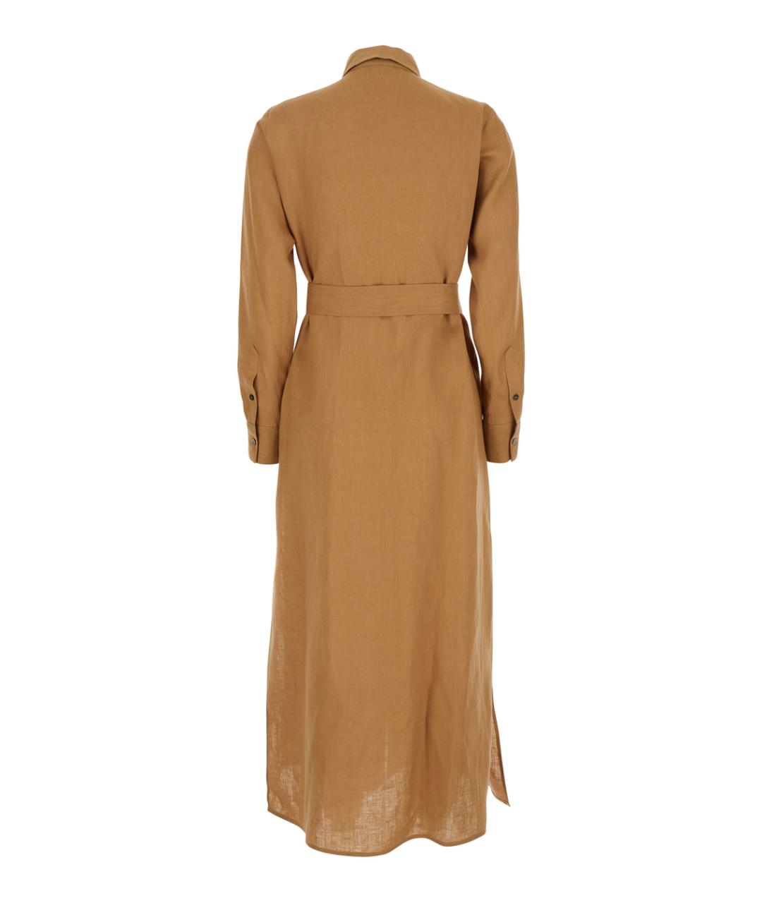 PLAIN Бежевое льняное повседневное платье, фото 2