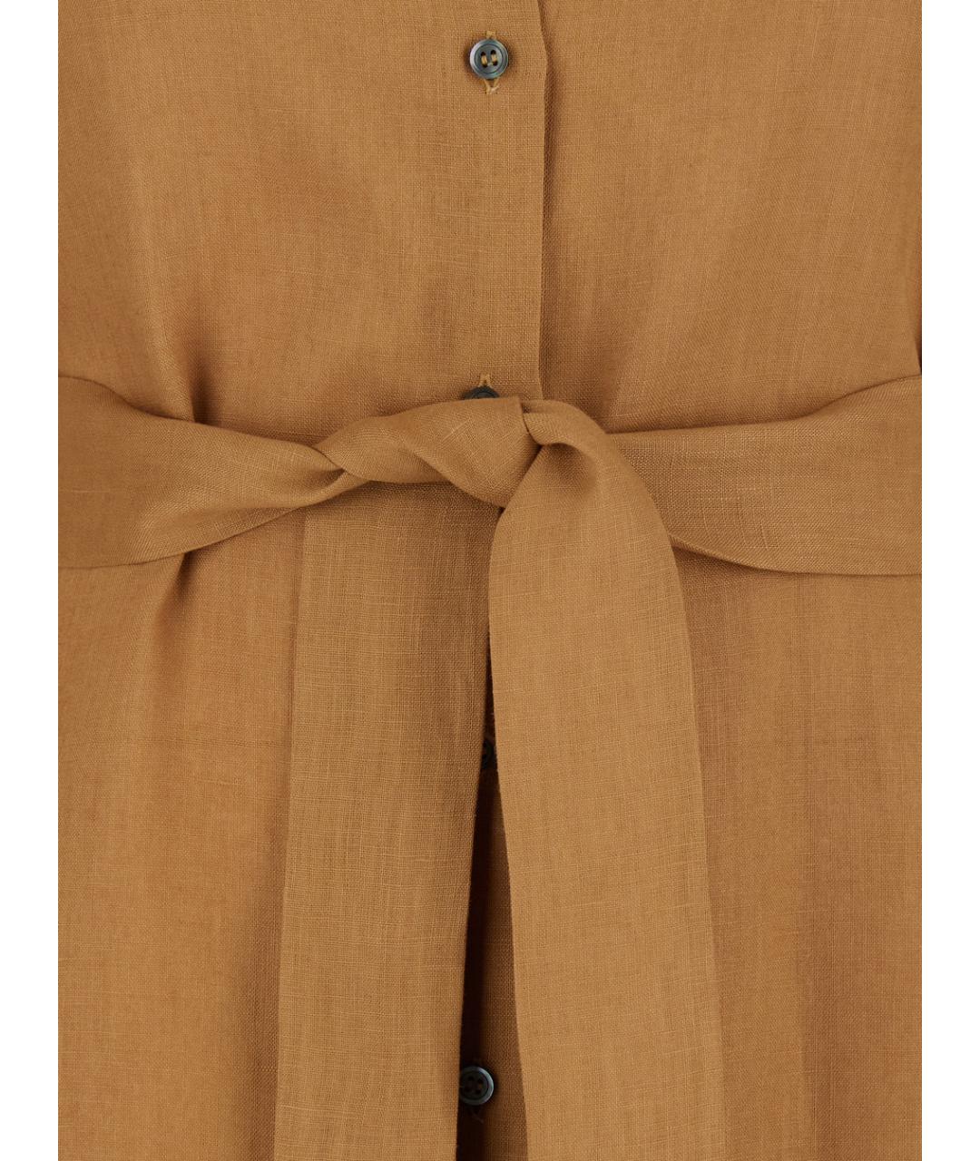 PLAIN Бежевое льняное повседневное платье, фото 3