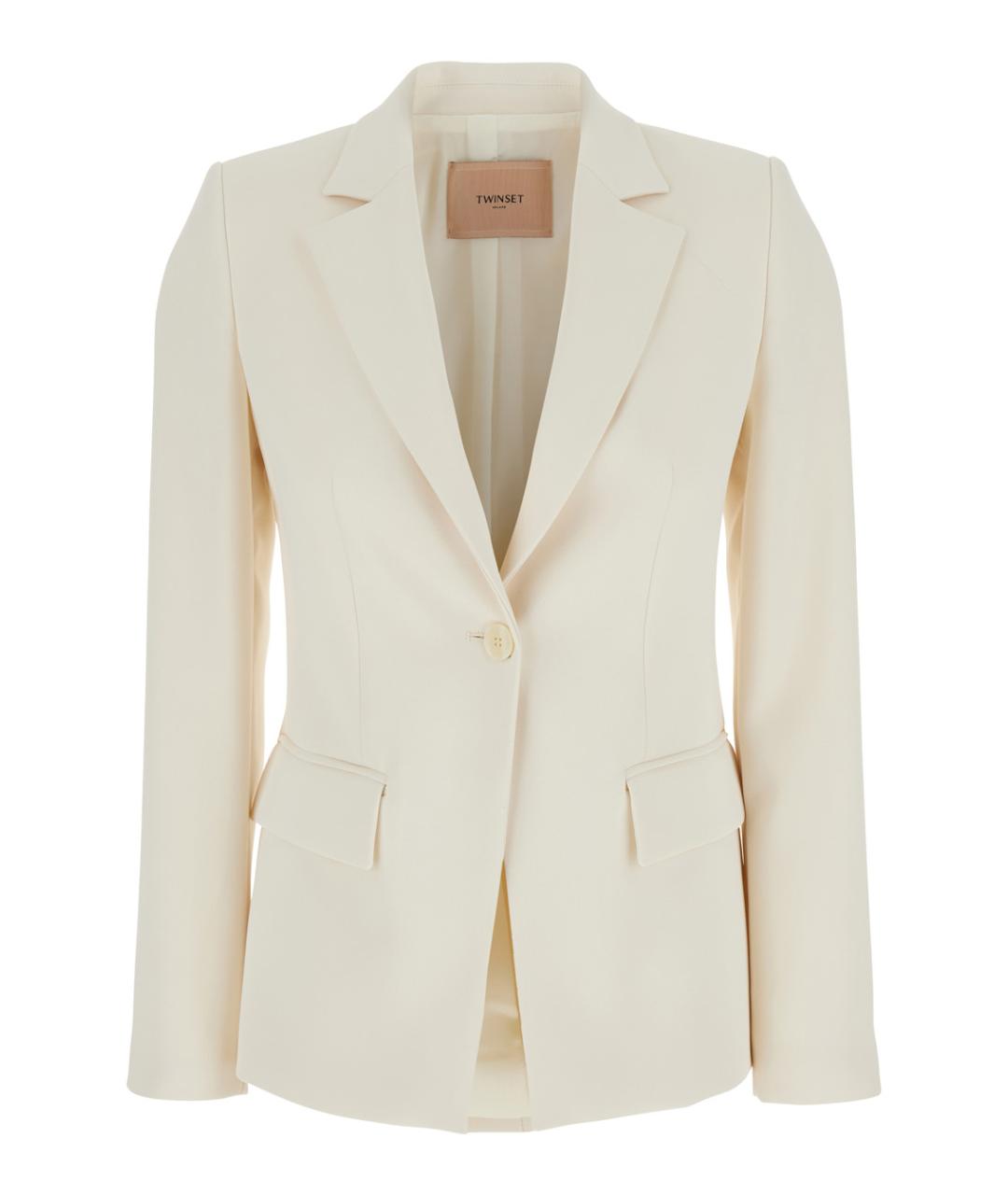 TWIN-SET Бежевый полиэстеровый жакет/пиджак, фото 1