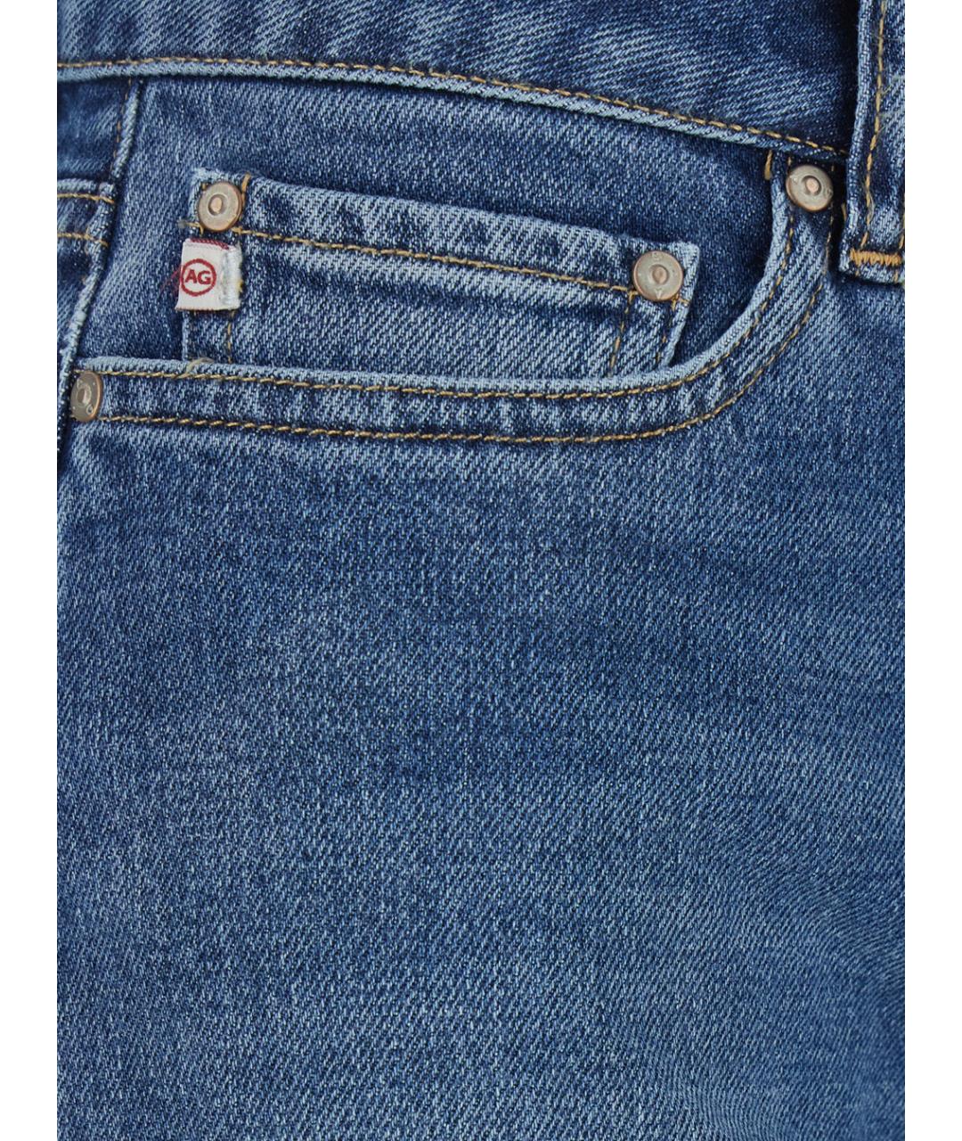 AG JEANS Синие хлопковые прямые джинсы, фото 3