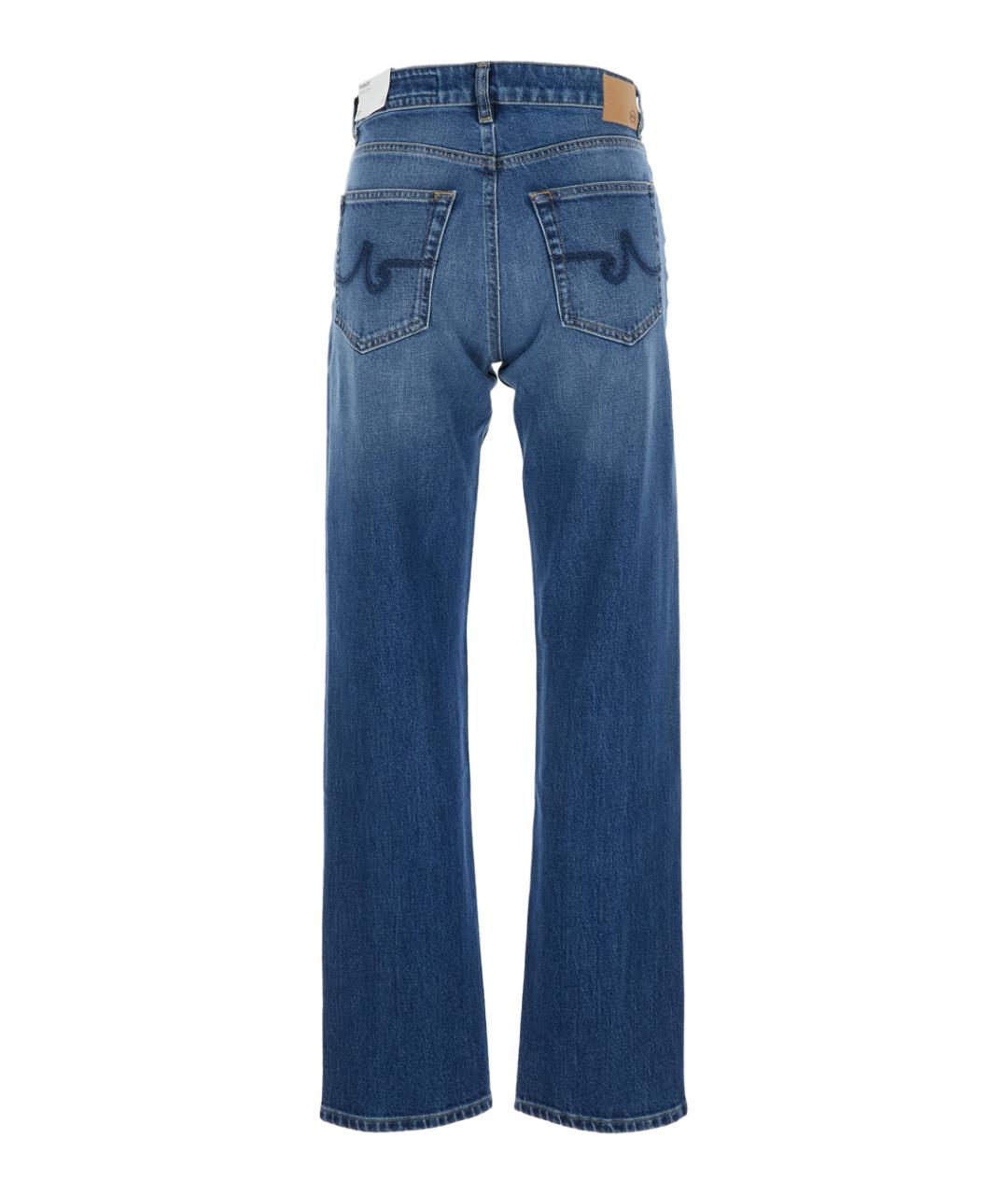 AG JEANS Синие хлопковые прямые джинсы, фото 2