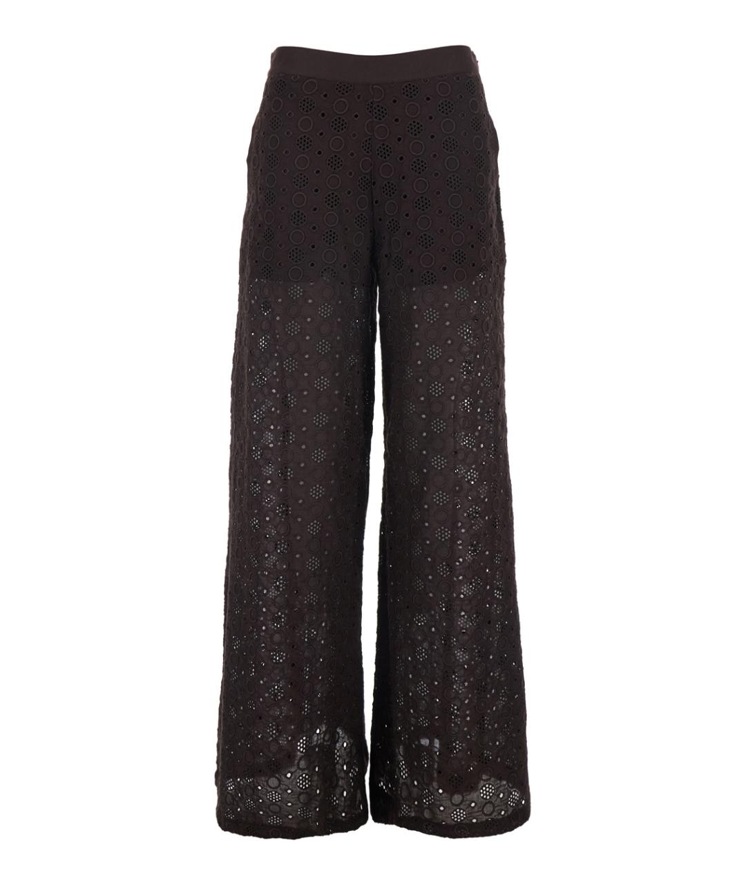 PINKO Коричневые хлопковые прямые брюки, фото 1