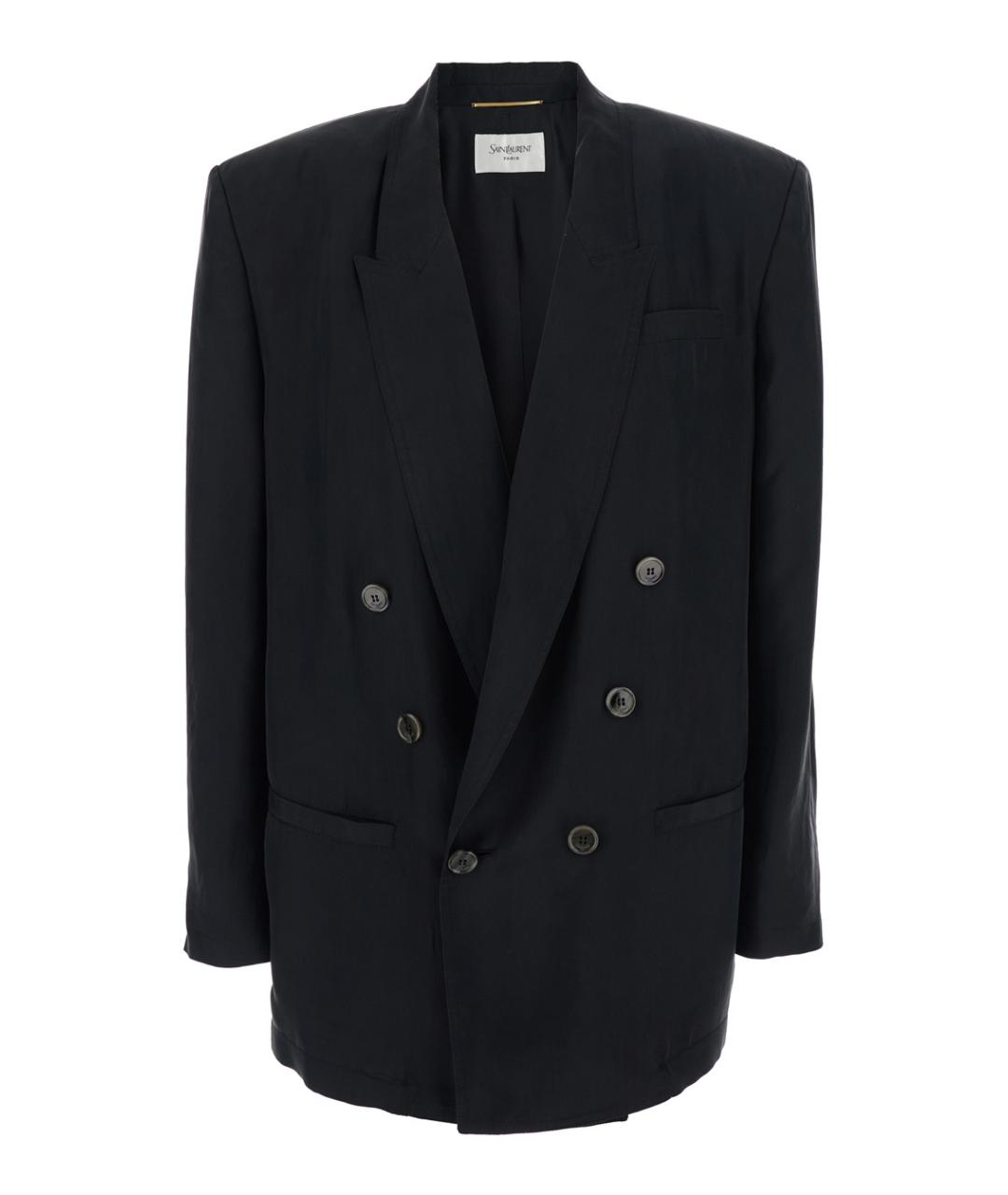 SAINT LAURENT Черный шелковый жакет/пиджак, фото 1