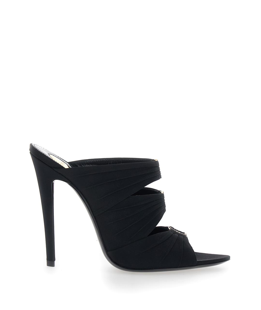 SAINT LAURENT Черные текстильные мюли, фото 1