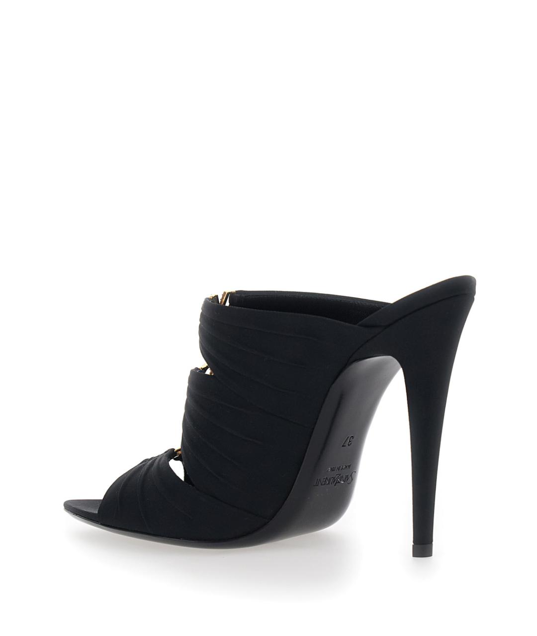 SAINT LAURENT Черные текстильные мюли, фото 3