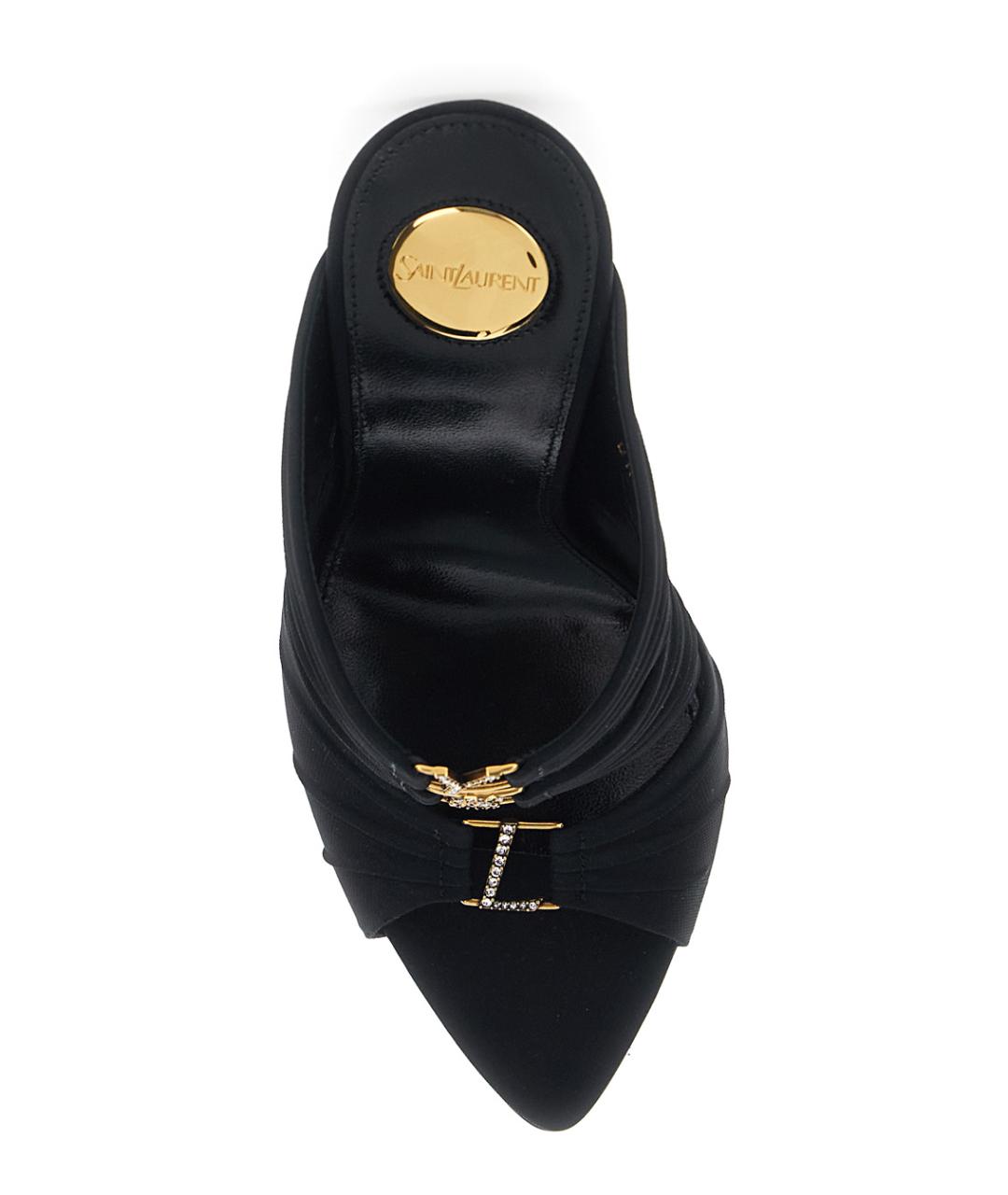 SAINT LAURENT Черные текстильные мюли, фото 4