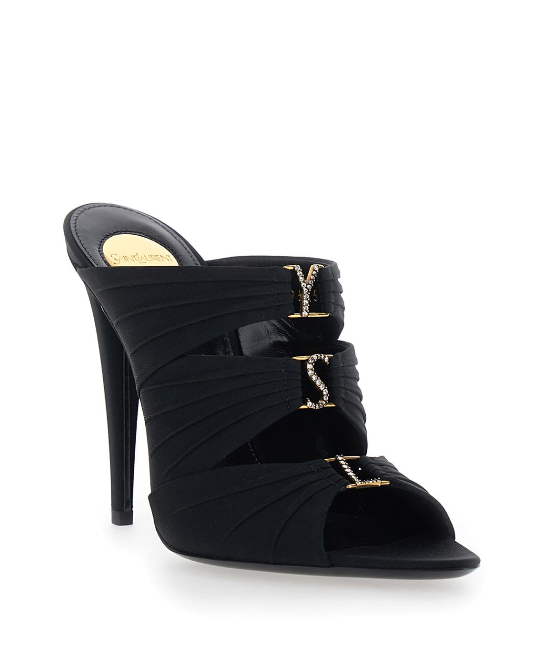 SAINT LAURENT Черные текстильные мюли, фото 2