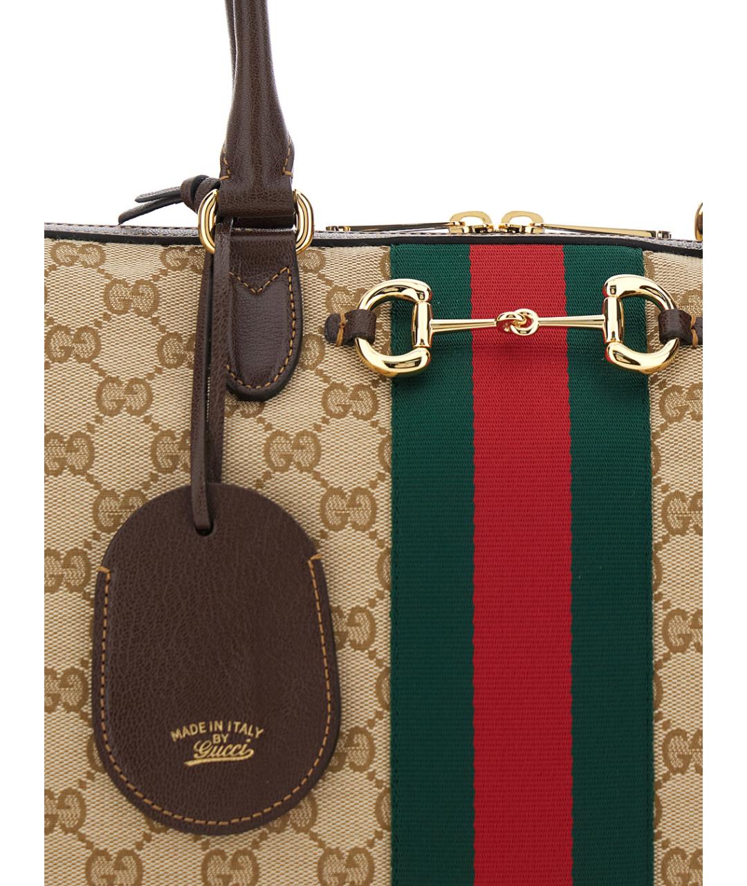 GUCCI Бежевая тканевая сумка через плечо, фото 3