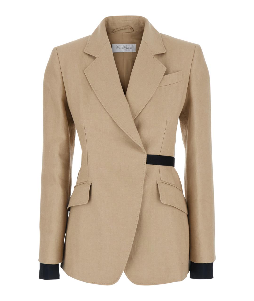 MAX MARA Бежевый льняной жакет/пиджак, фото 1