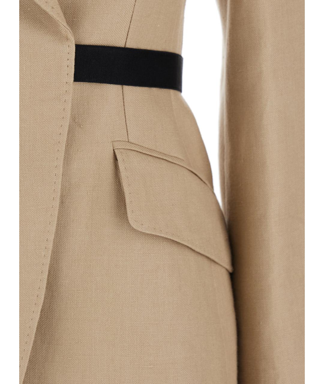 MAX MARA Бежевый льняной жакет/пиджак, фото 3
