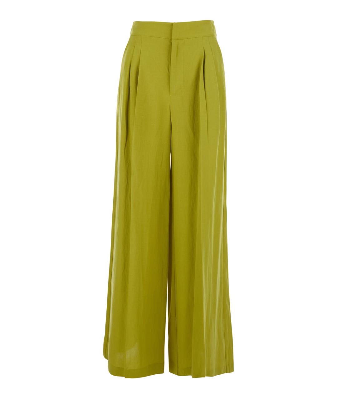 TWIN-SET Зеленые льняные прямые брюки, фото 1