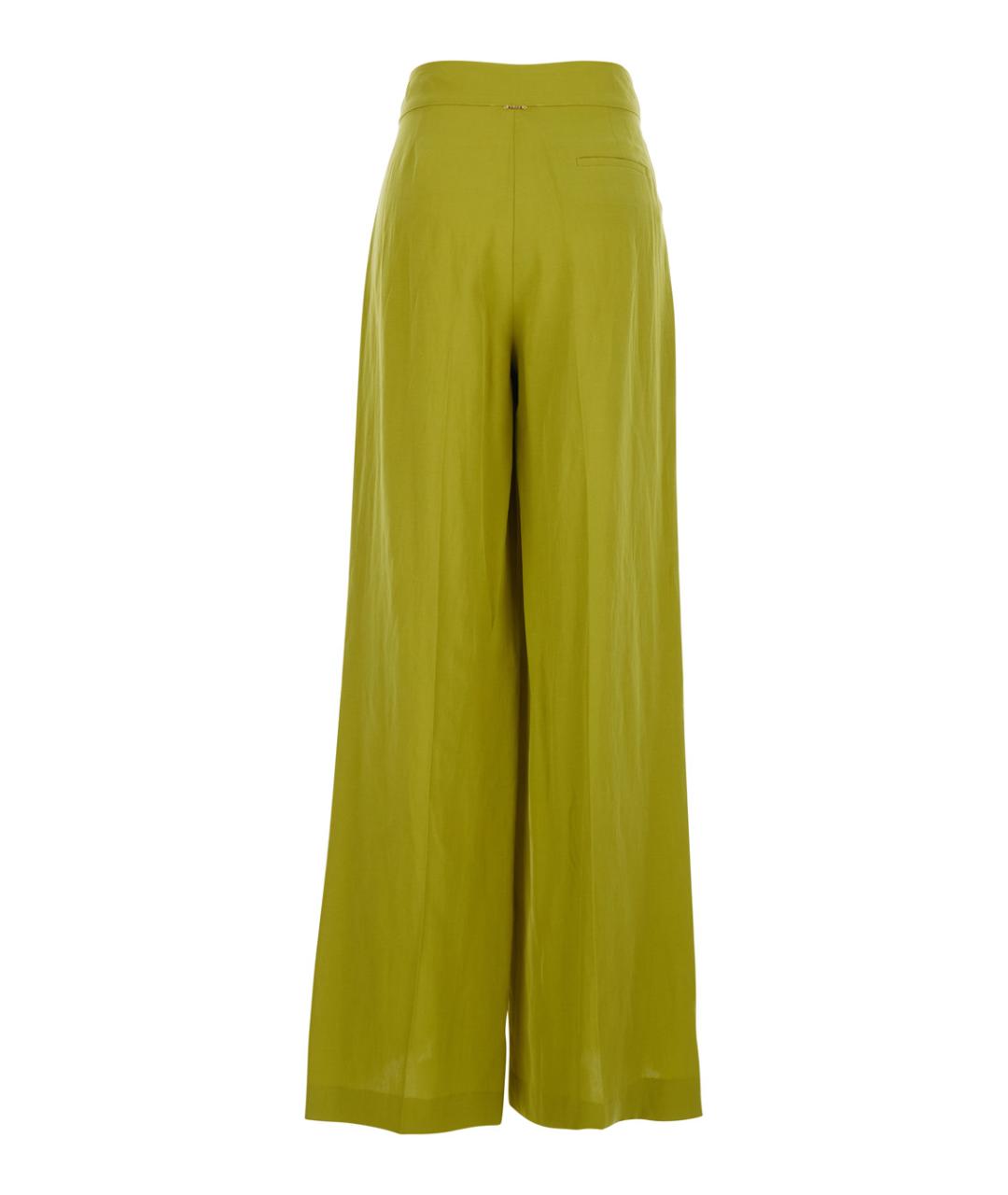 TWIN-SET Зеленые льняные прямые брюки, фото 2