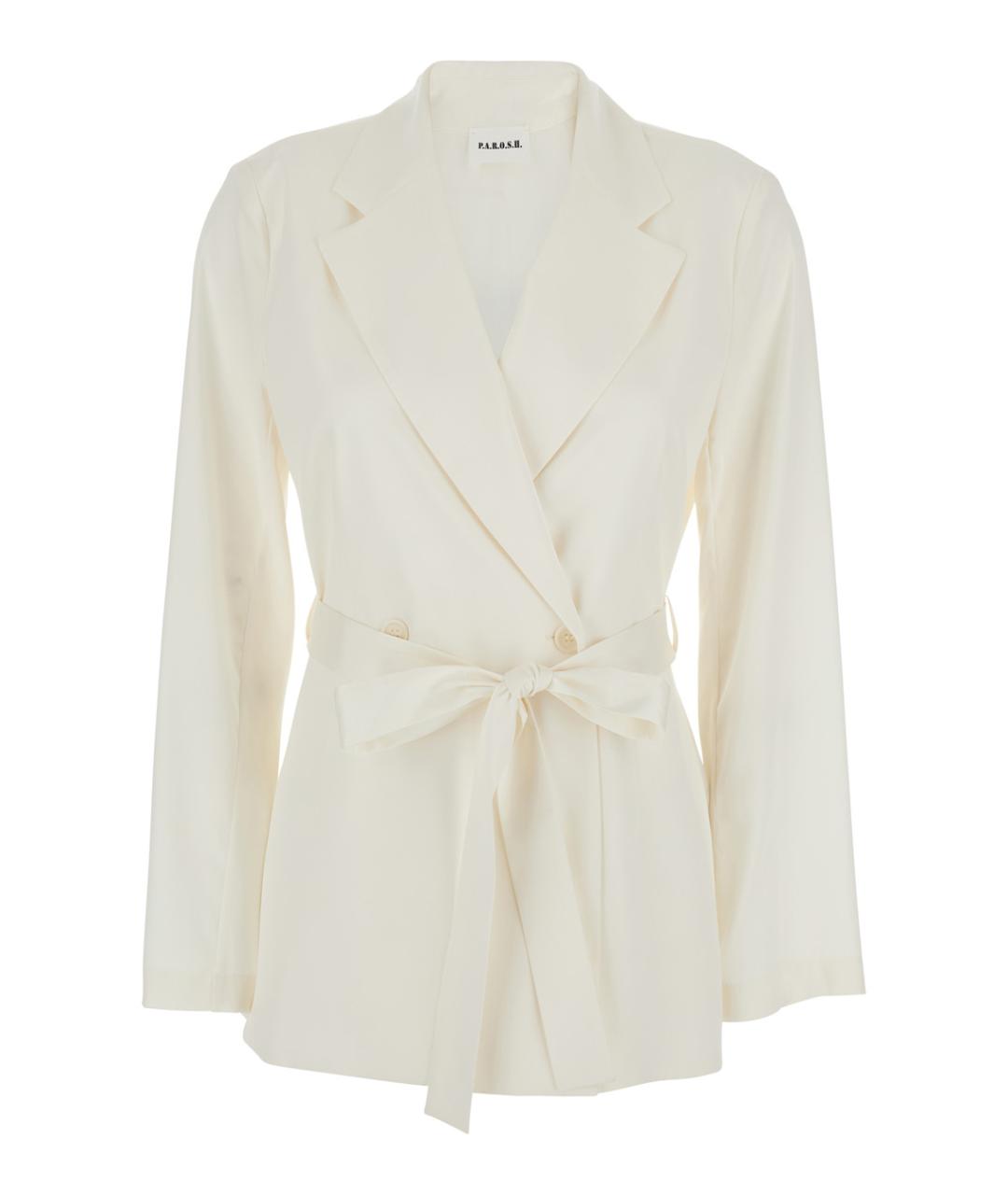 P.A.R.O.S.H. Белый полиэстеровый жакет/пиджак, фото 1