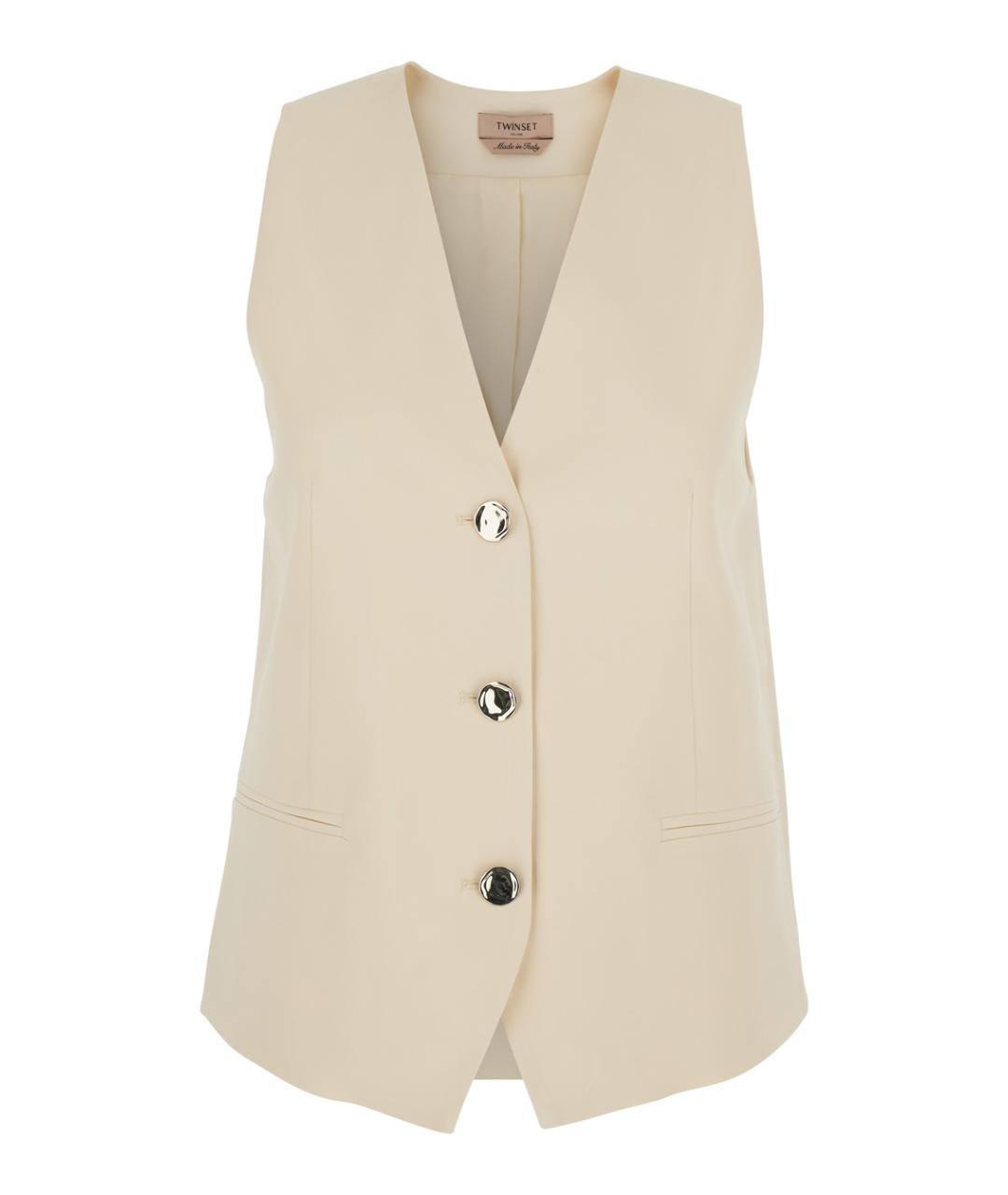 TWIN-SET Бежевый вискозный жилет, фото 1