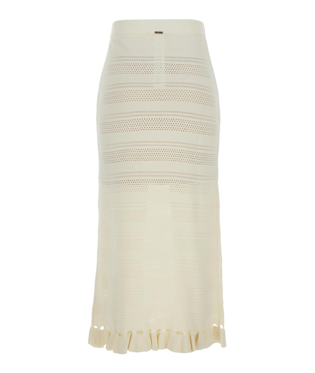 TWIN-SET Белая вискозная юбка миди, фото 2