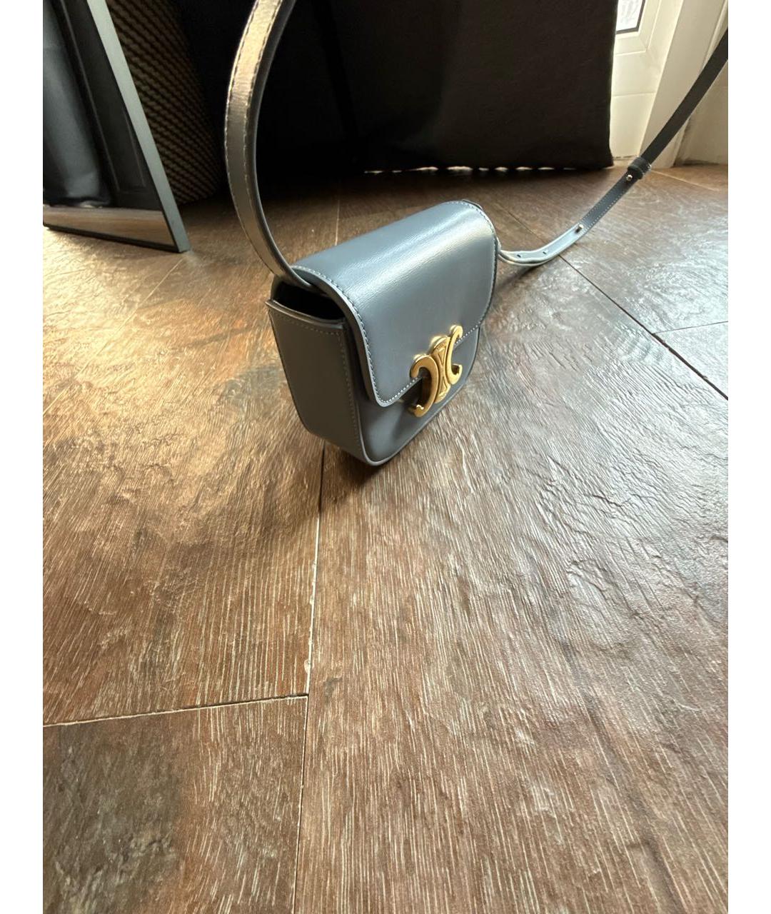 CELINE Голубая кожаная сумка через плечо, фото 3