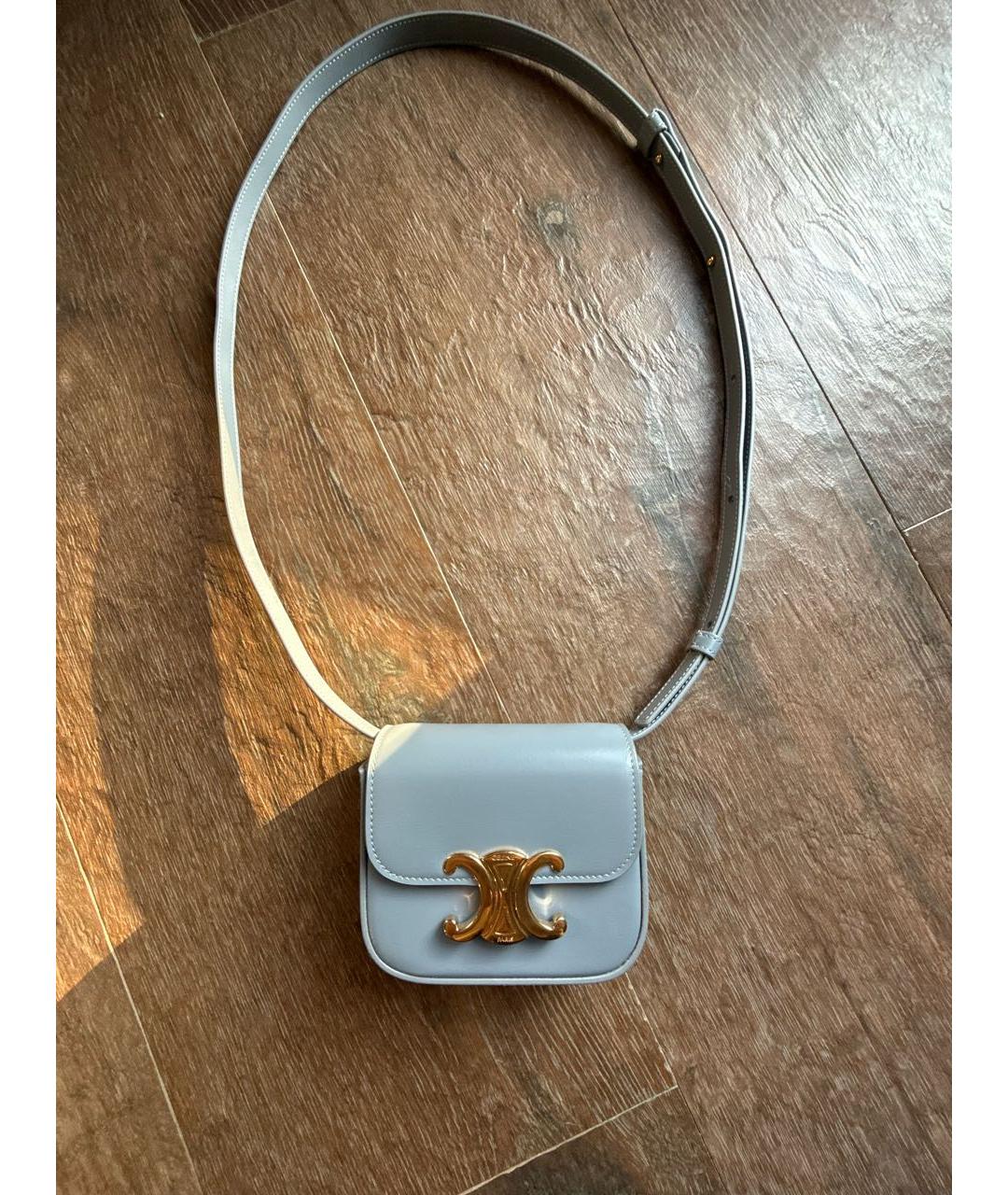 CELINE Голубая кожаная сумка через плечо, фото 2