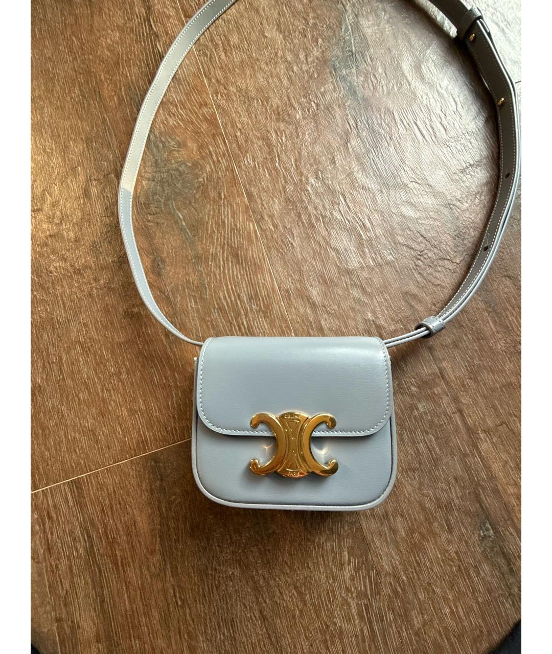 CELINE Голубая кожаная сумка через плечо, фото 4