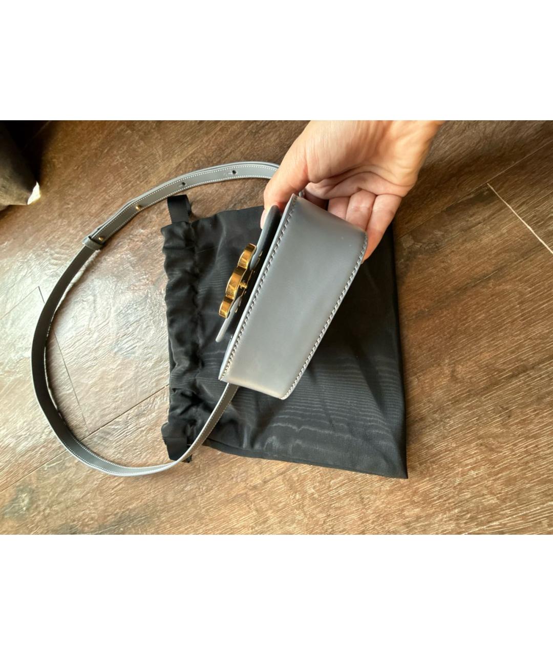 CELINE Голубая кожаная сумка через плечо, фото 7