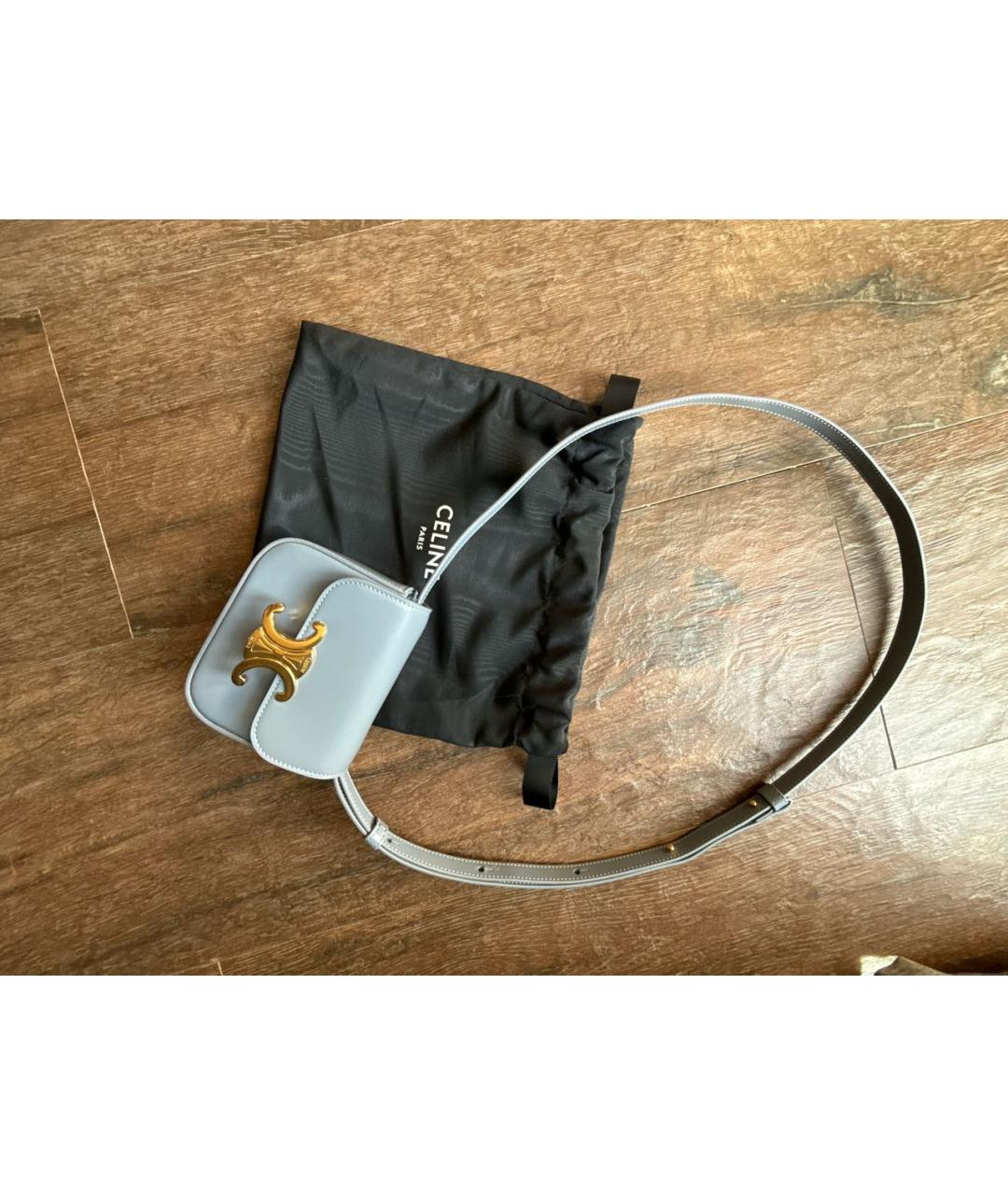 CELINE Голубая кожаная сумка через плечо, фото 9