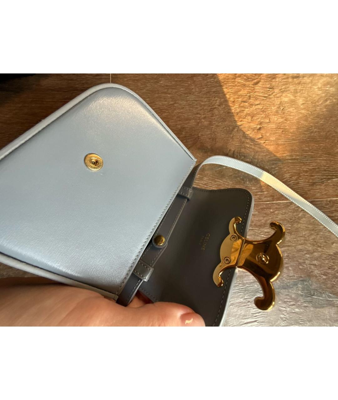 CELINE Голубая кожаная сумка через плечо, фото 5