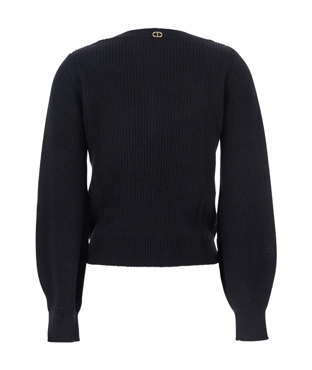 TWIN-SET Черный хлопковый джемпер / свитер, фото 2