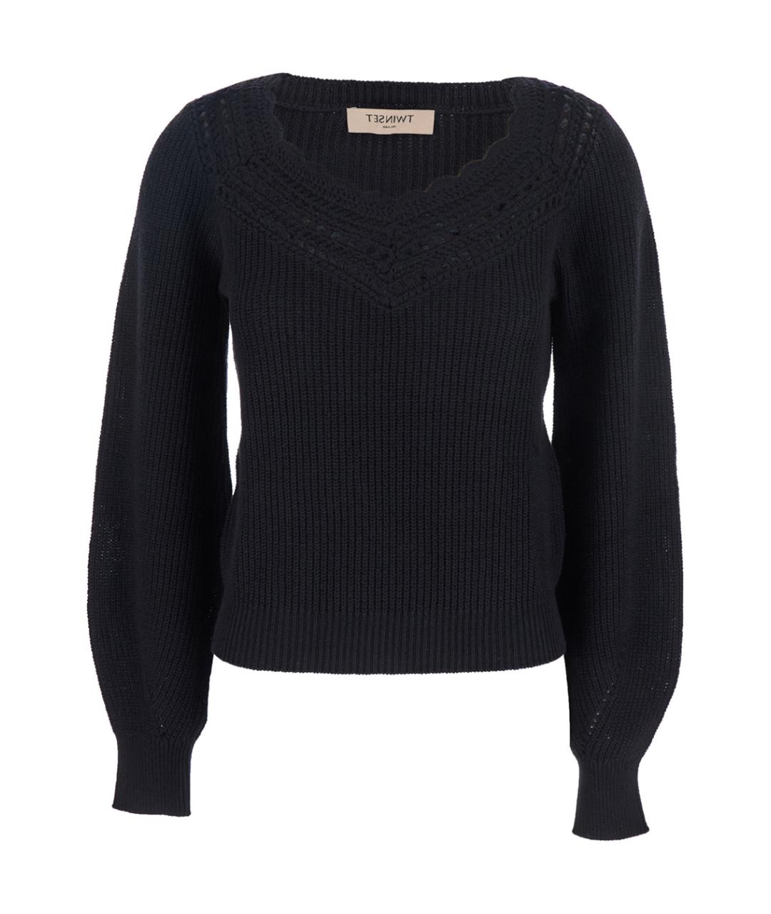 TWIN-SET Черный хлопковый джемпер / свитер, фото 1