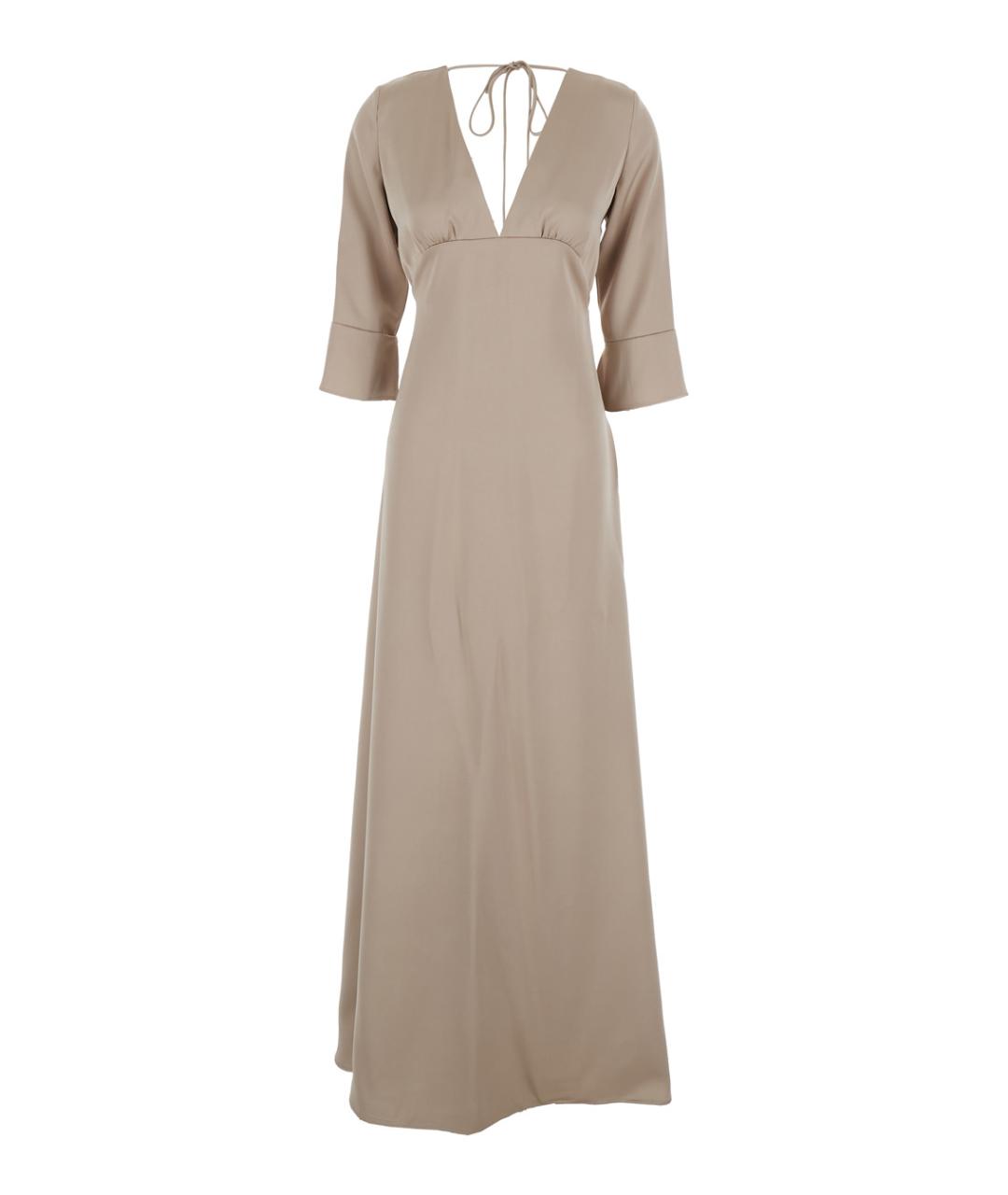 PLAIN Бежевое полиэстеровое коктейльное платье, фото 1