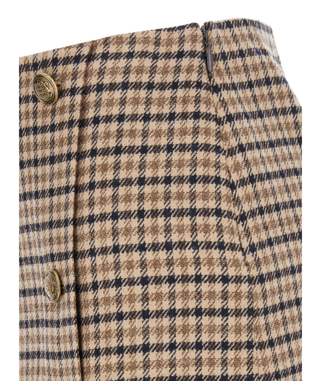 TWIN-SET Бежевая шерстяная юбка мини, фото 3