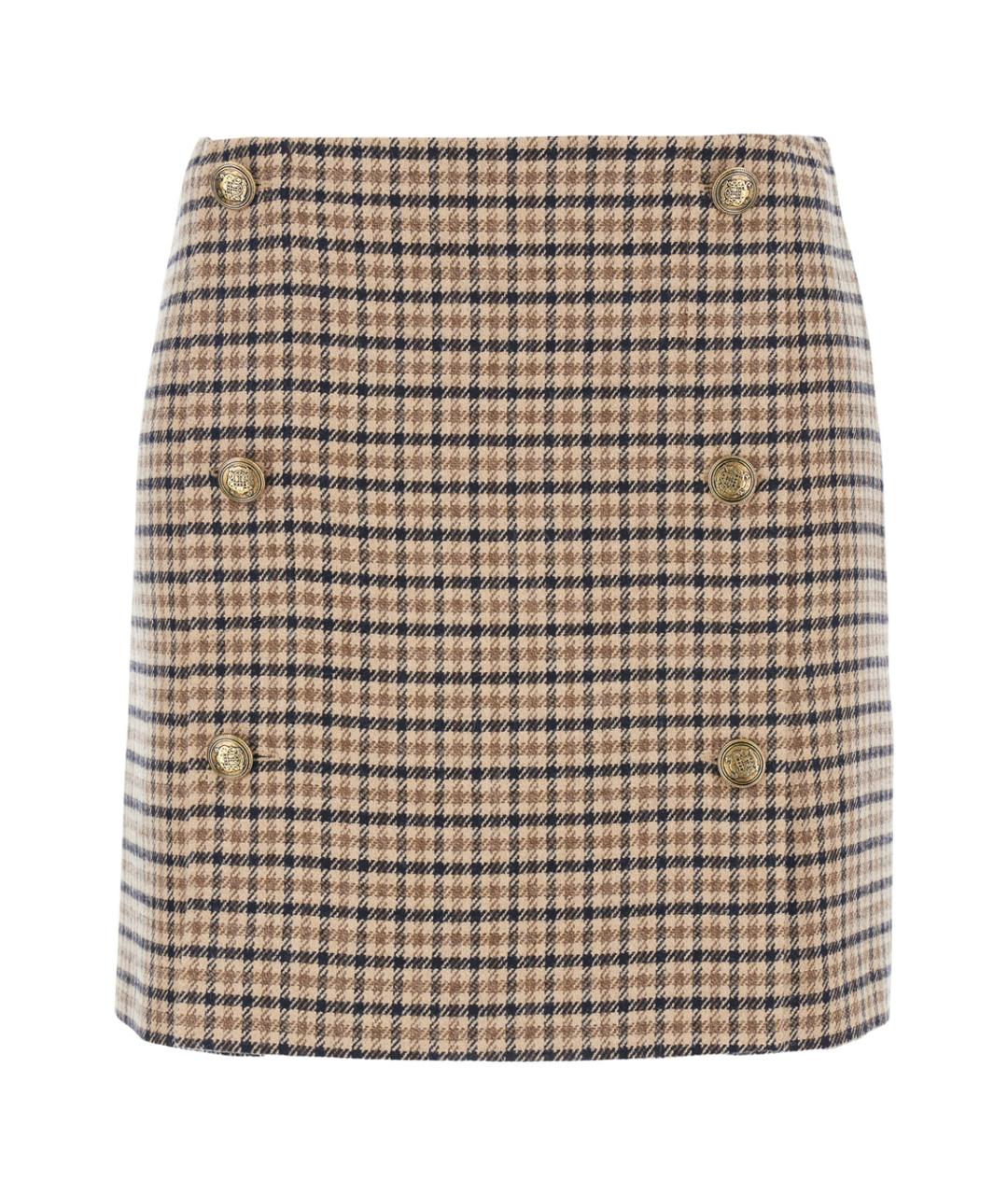 TWIN-SET Бежевая шерстяная юбка мини, фото 1