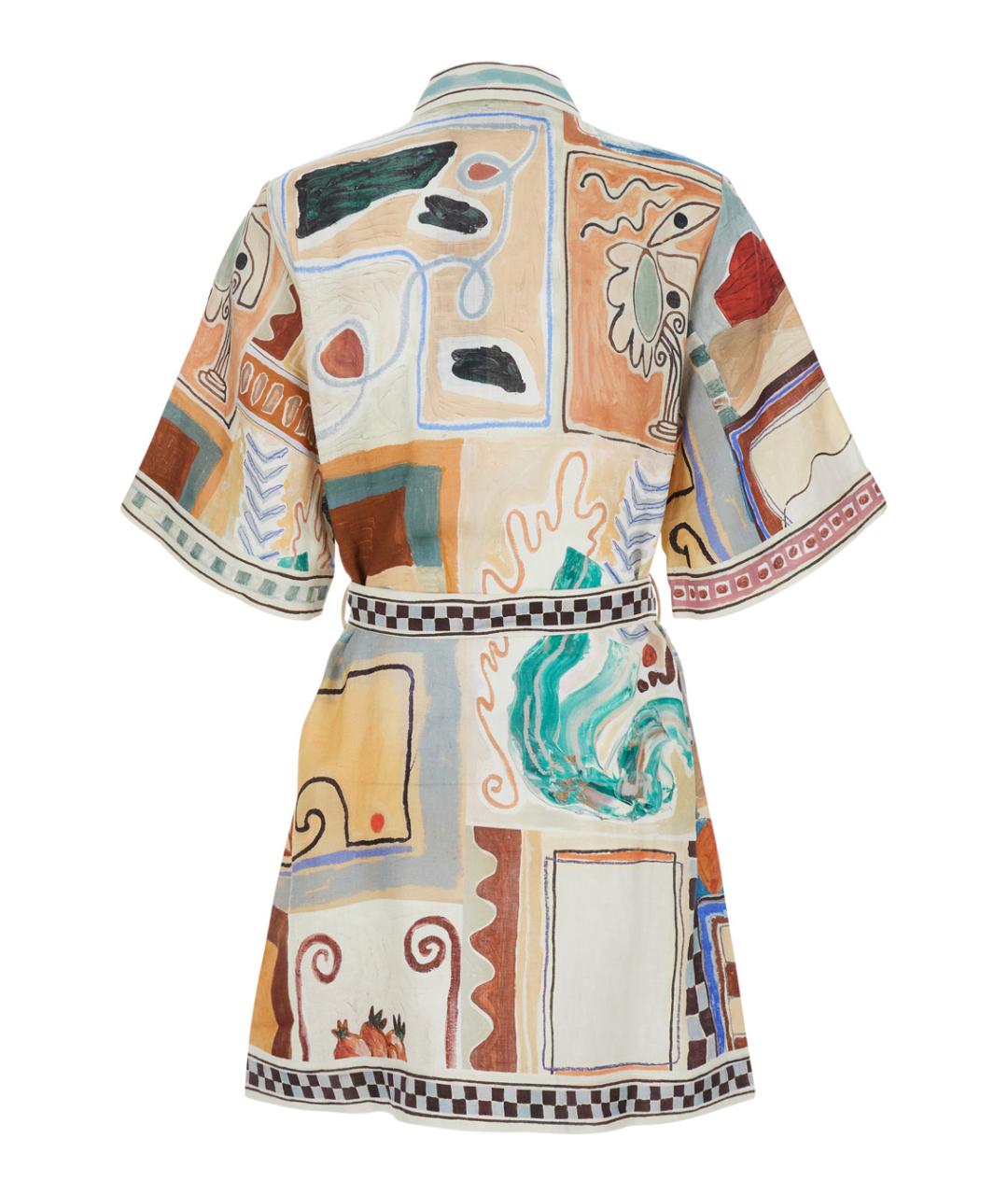 Alemais Мульти льняное повседневное платье, фото 2