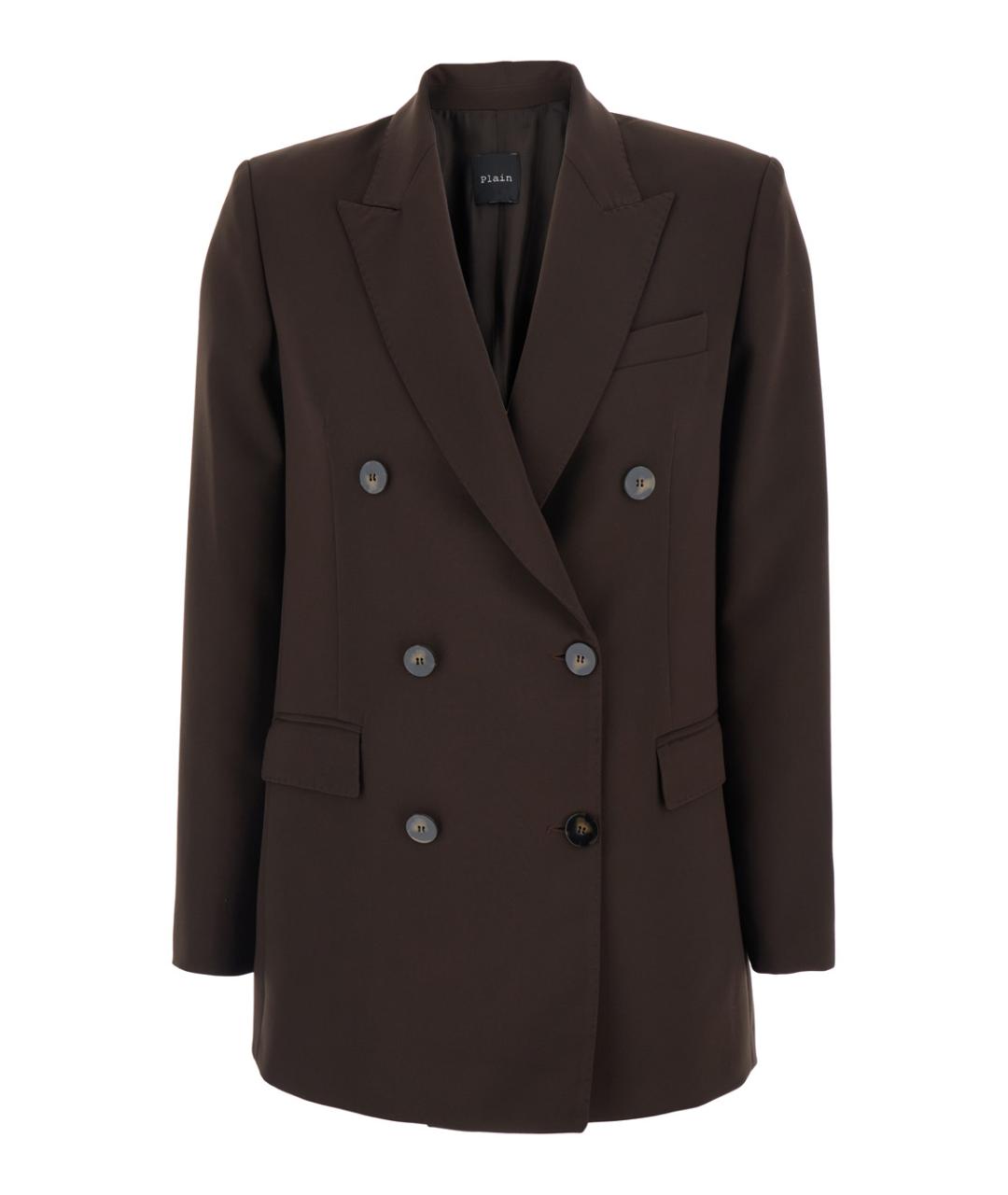 PLAIN Коричневый шерстяной жакет/пиджак, фото 3