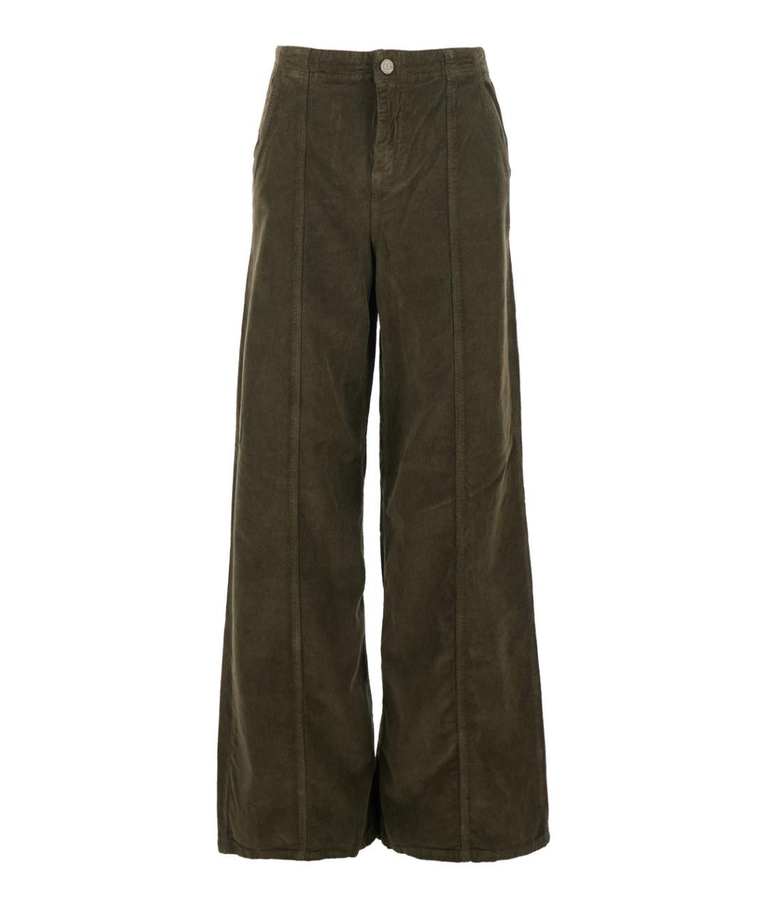 TWIN-SET Зеленые хлопковые прямые брюки, фото 1