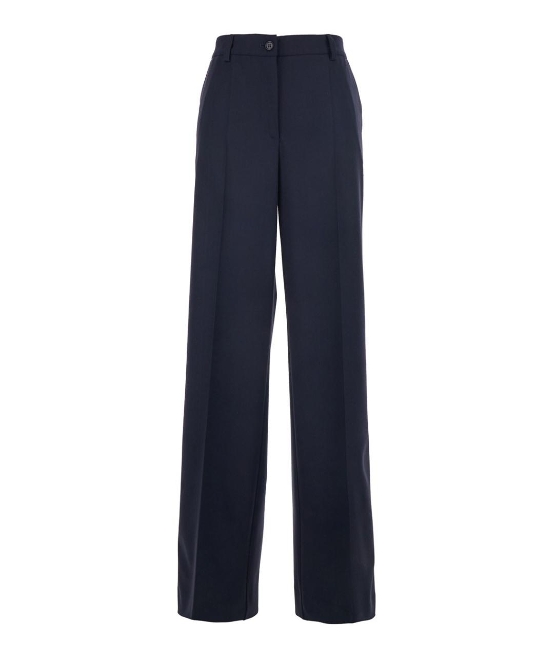 P.A.R.O.S.H. Синие хлопковые прямые брюки, фото 1