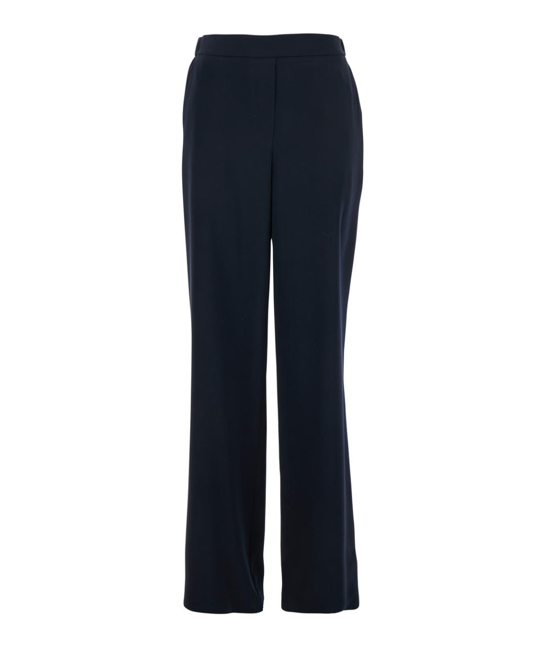 PLAIN Темно-синие полиэстеровые прямые брюки, фото 1