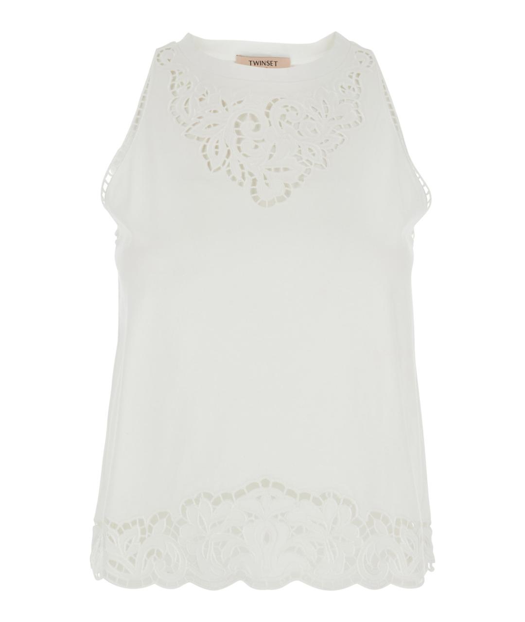 TWIN-SET Белая хлопковая майка, фото 1