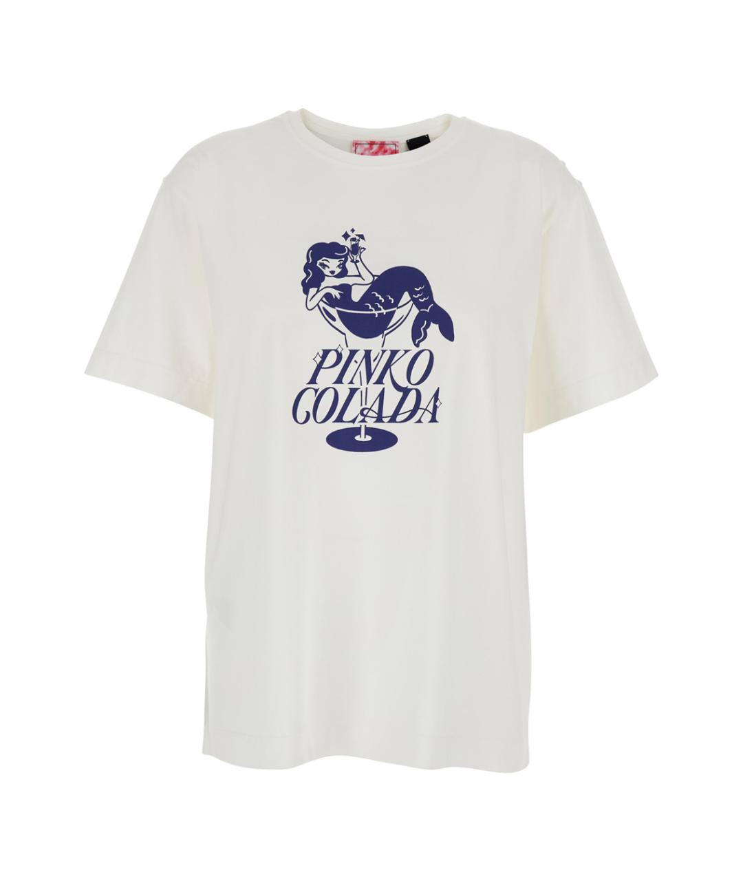 PINKO Белая хлопковая футболка, фото 1