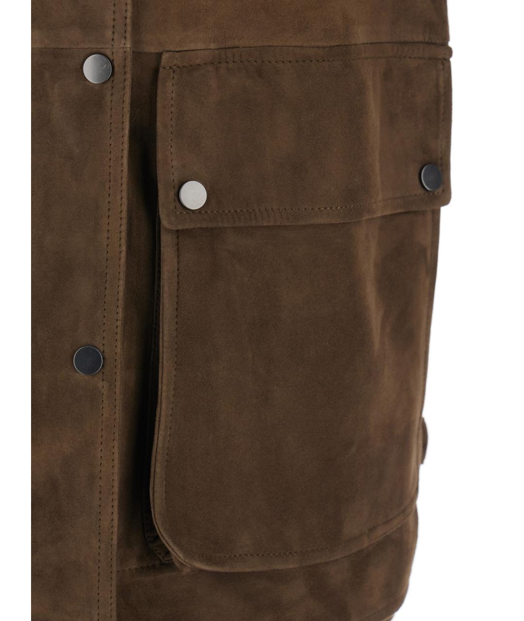 BRUNELLO CUCINELLI Коричневый кожаный жилет, фото 3