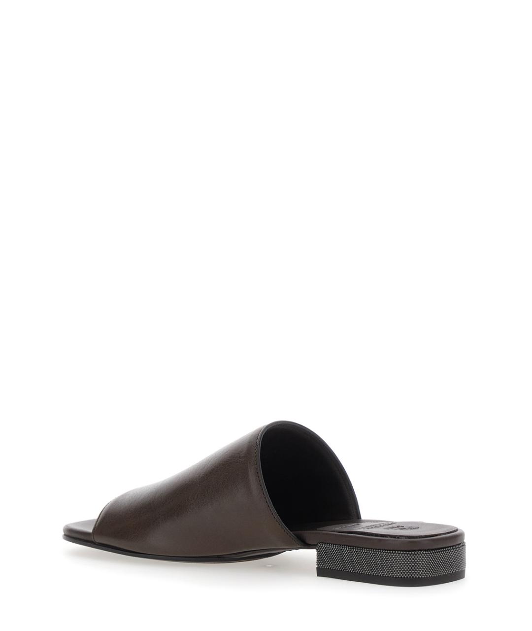 BRUNELLO CUCINELLI Коричневые кожаные сабо, фото 3
