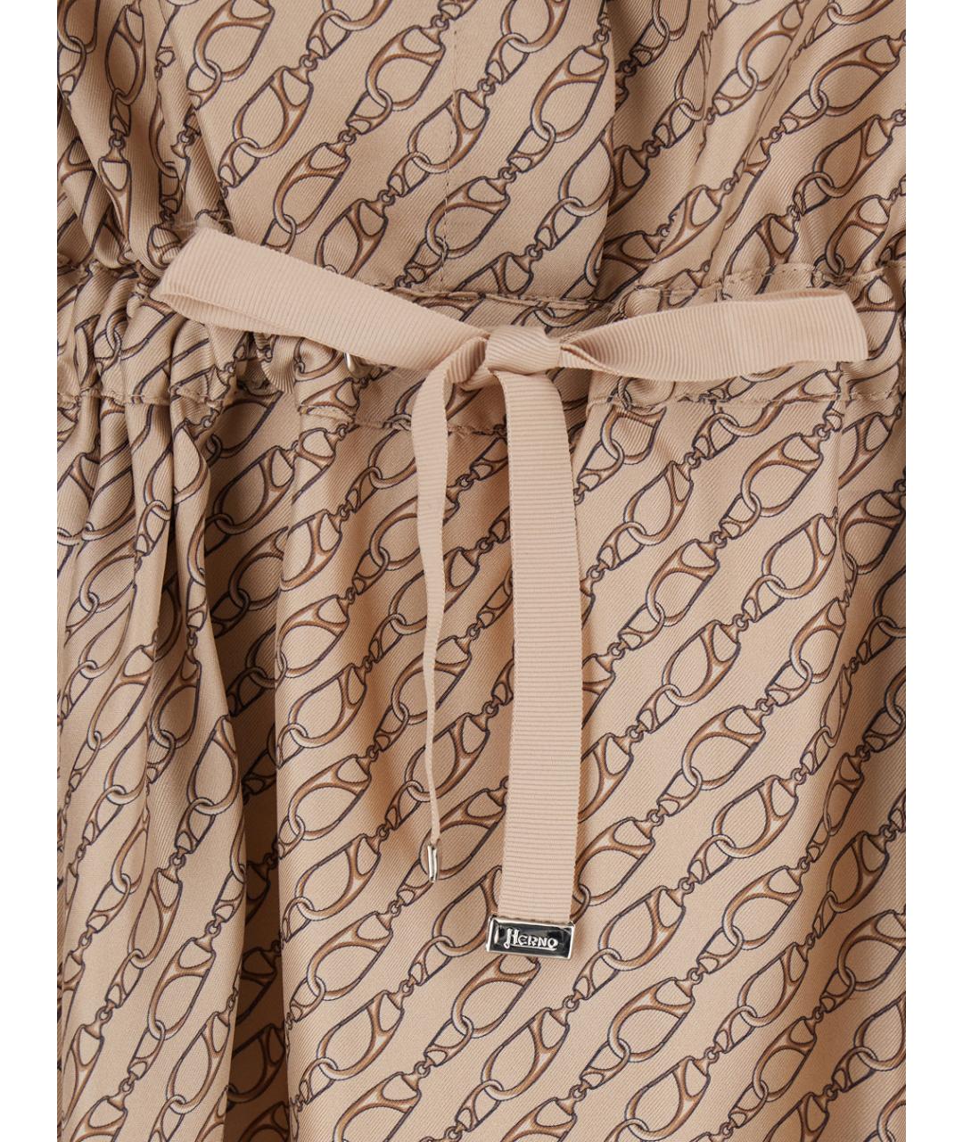 HERNO Бежевое шелковое повседневное платье, фото 3